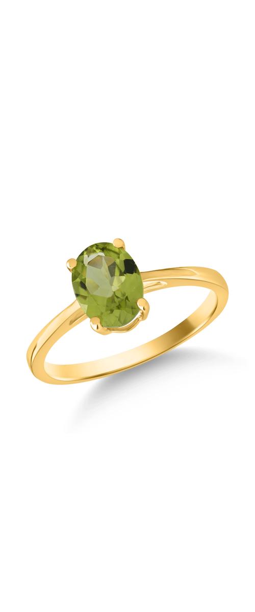14K yellow gold ring with 1.23ct peridot