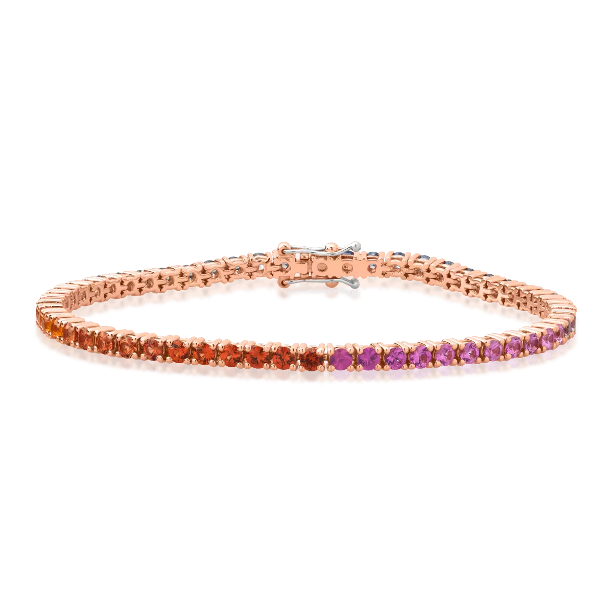 18k rózsaszín arany karkötő 5.15ct multicolored sapphires