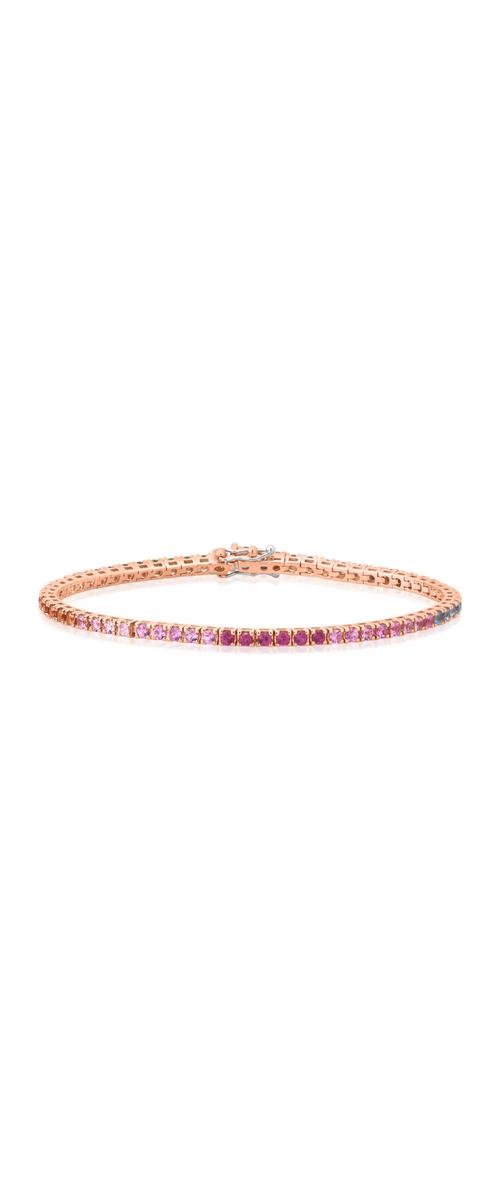 18K rose gold tennis bracelet with 2.75ct multicoloured sapphires
