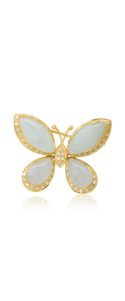 18K yellow gold brooch with 15.086ct and 0.299ct diamonds