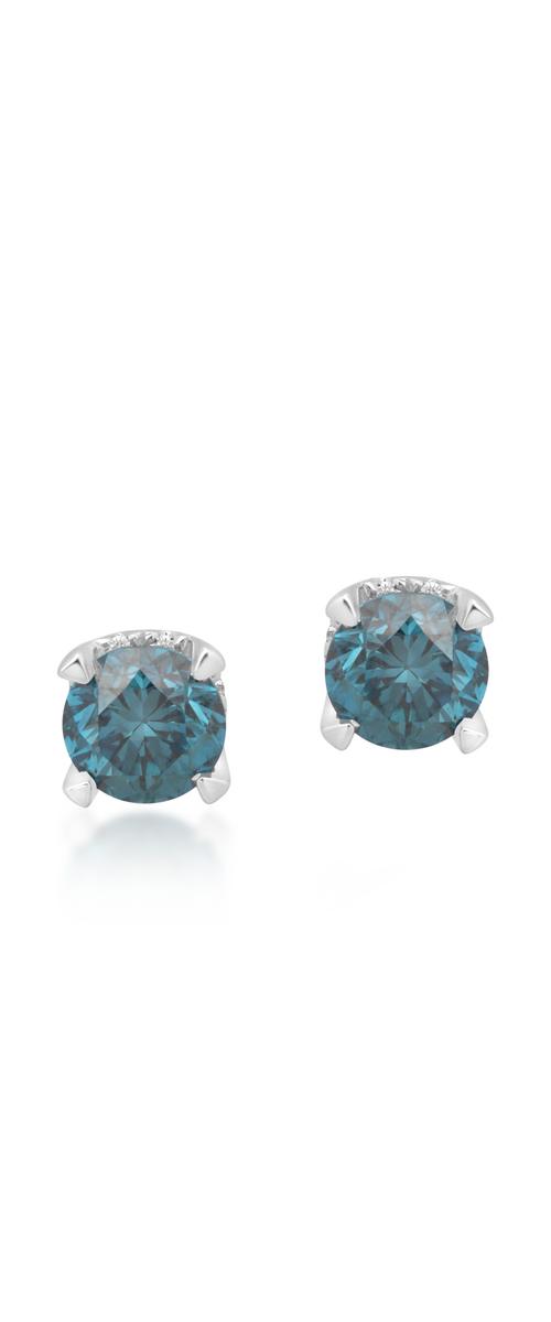 18K white gold earrings with 0.38ct blue diamonds and 0.03ct diamonds