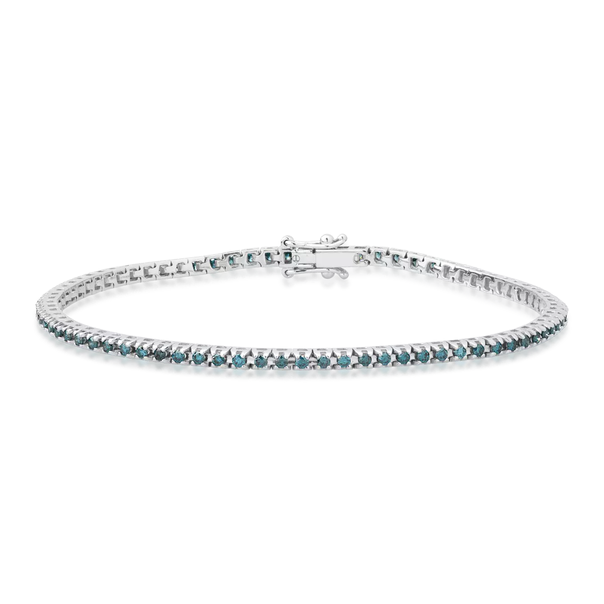 18K white gold tennis bracelet with blue diamonds of 2ct