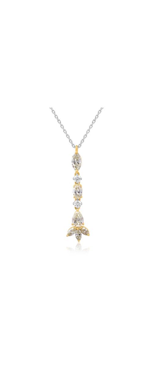18K white-yellow gold pendant necklace with yellow diamonds of 0.92ct