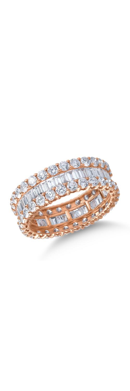 18K rózsaszín arany gyűrű 3.73ct gyémántokkal