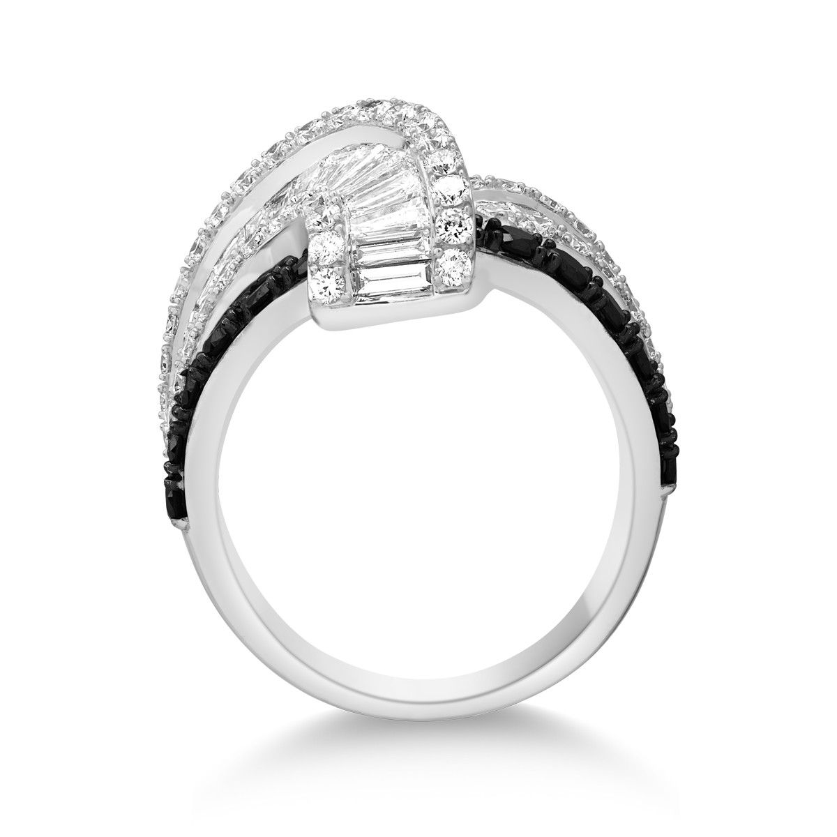 18K fehérarany gyűrű 0.75ct fekete gyémántokkal és 2.54ct tiszta gyémántokkal