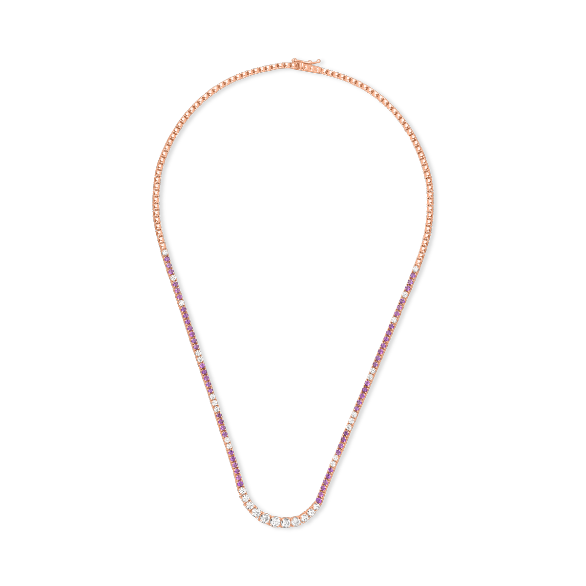 Colier tennis din aur roz de 18K cu diamante de 2.04ct si ametiste de 1.87ct image