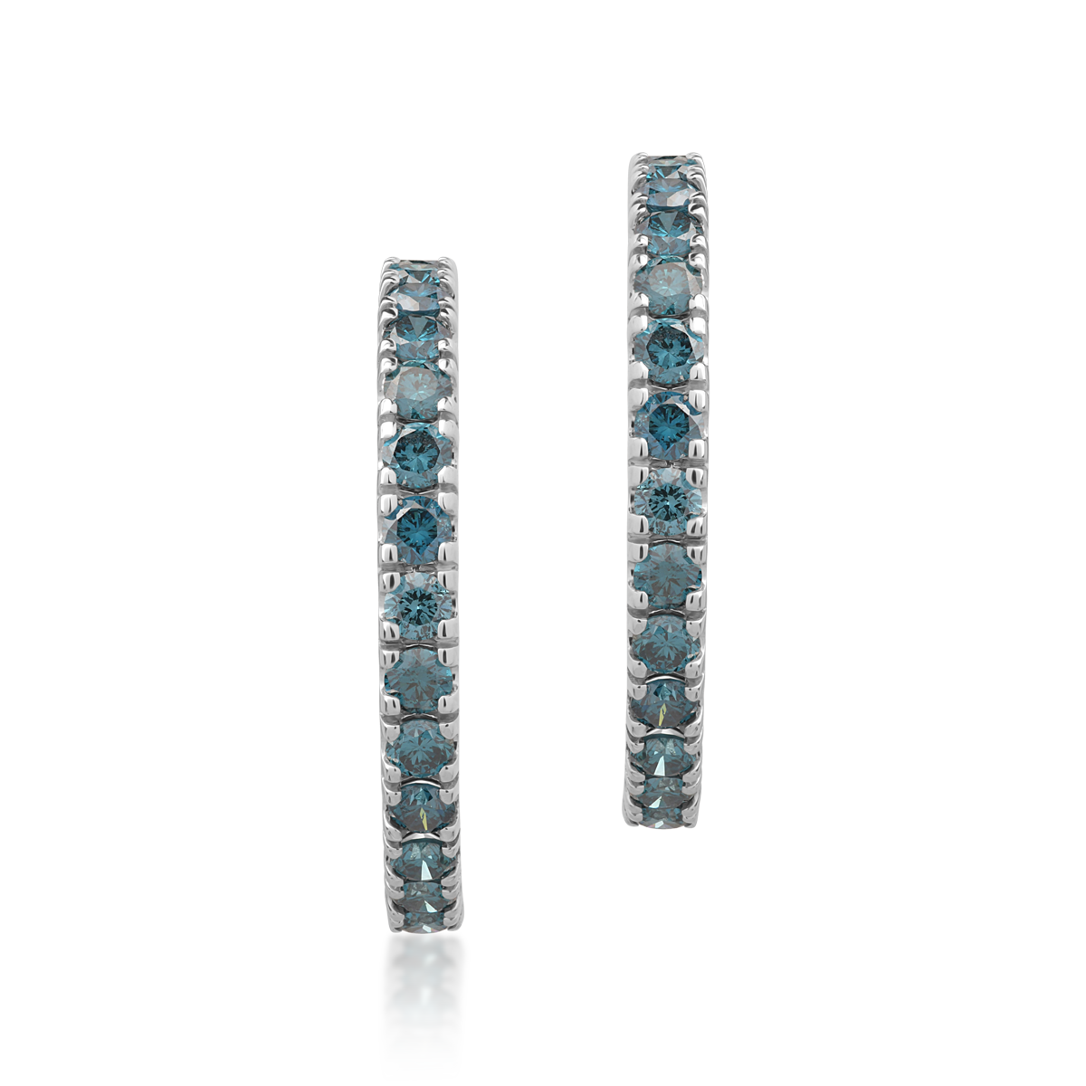 Kolczyki z 18K białego złota z 1.1ct niebieskimi diamentami