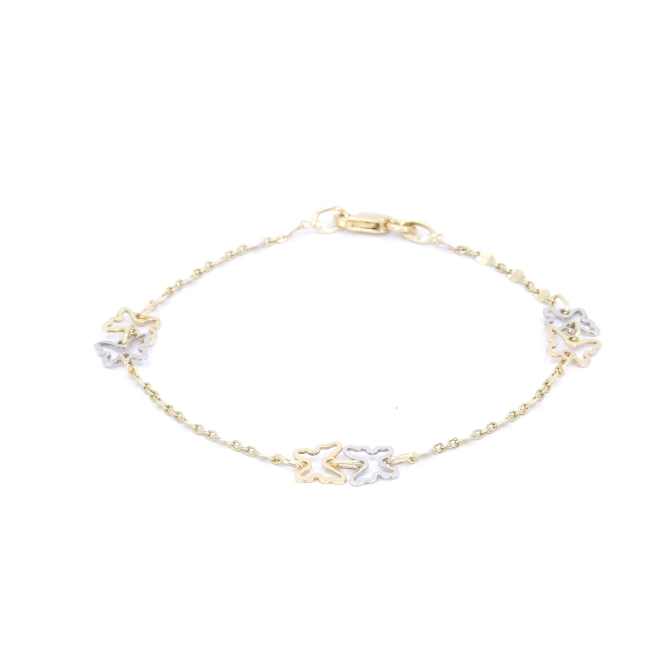 14K white-yellow gold bracelet with butterflies