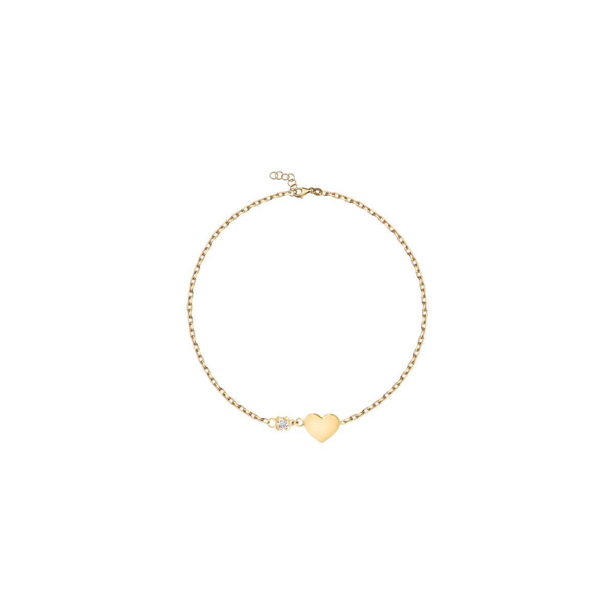 18K yellow gold heart children bracelet with 0.02ct diamond