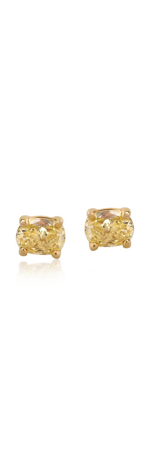 14K yellow gold earrings with 0.64ct fancy-multicolored diamonds