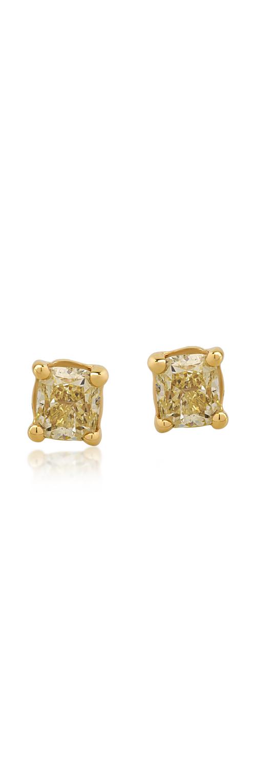 18K yellow gold earrings with 0.44ct fancy-multicolored diamonds