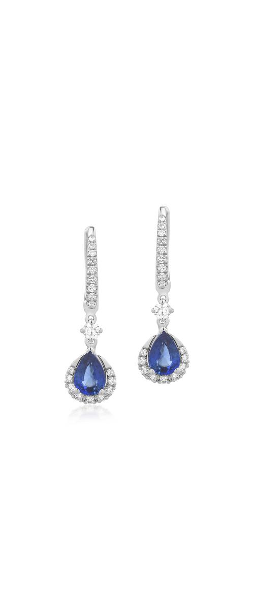 18K white gold earrings with 1.47ct sapphires and 0.44ct diamonds