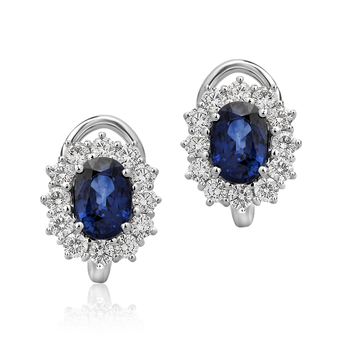 18K white gold earrings with 2ct sapphires and 0.92ct diamonds