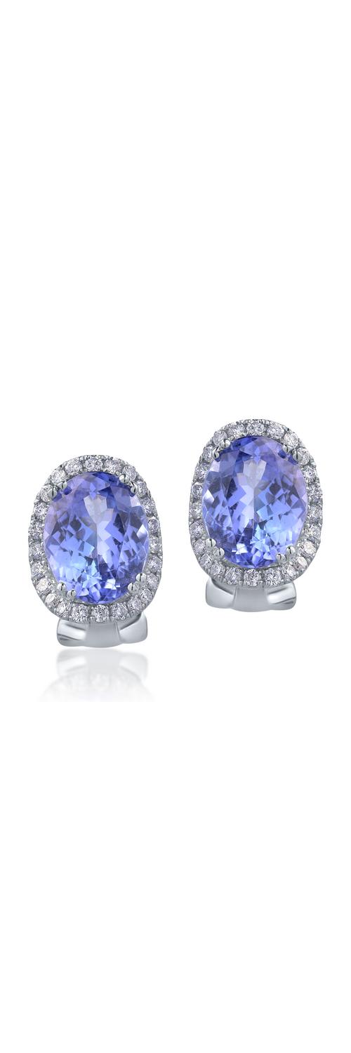 14K white gold earrings with 4.74ct tanzanites and 0.38ct diamonds