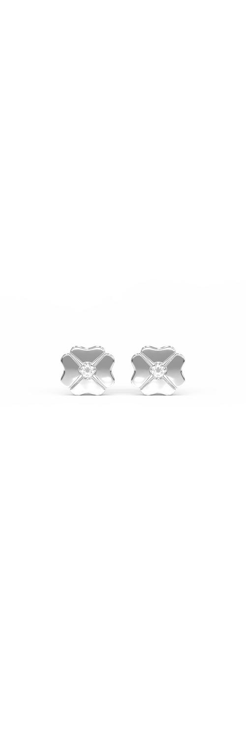 18K white gold three leaf clover children earrings with 0.04ct diamonds