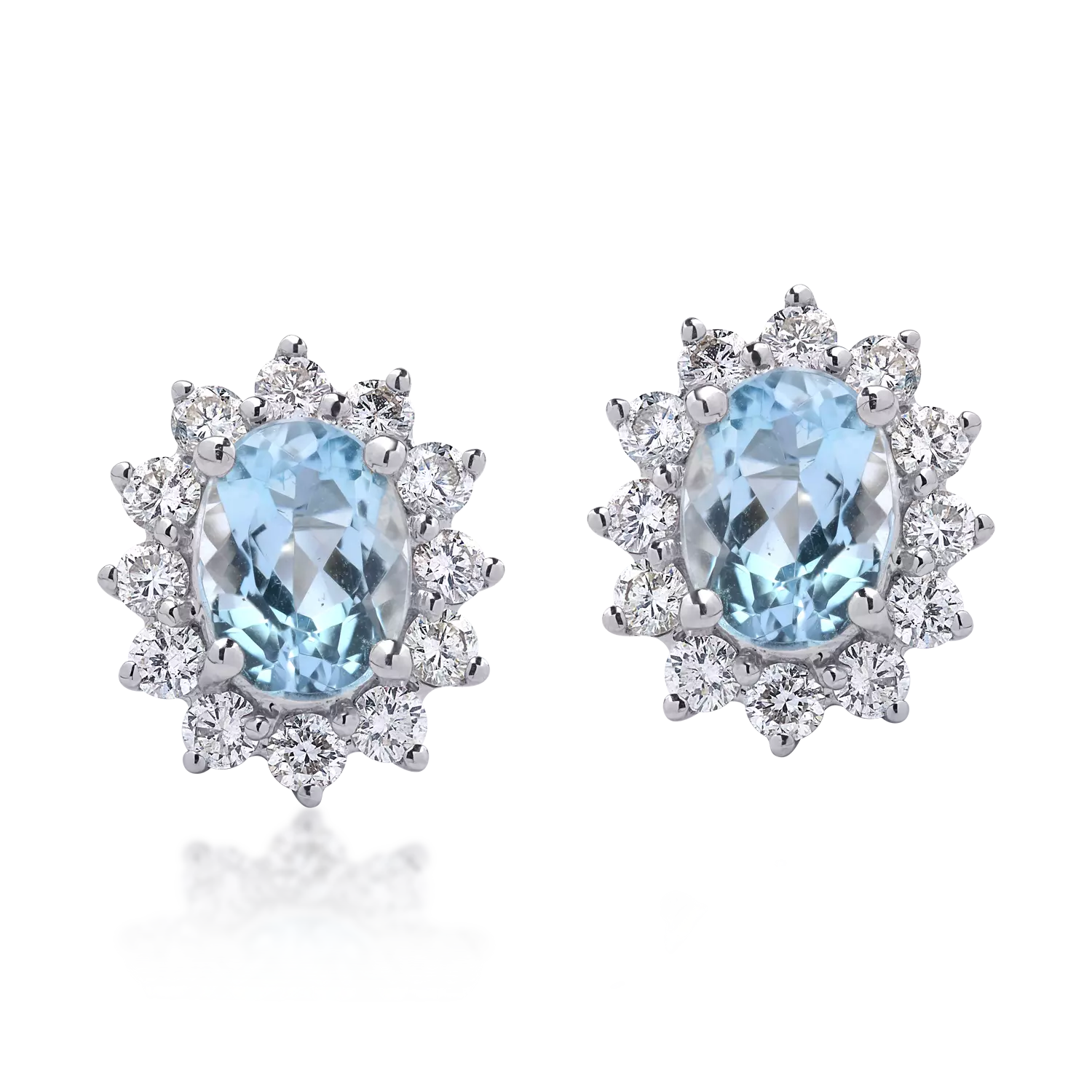 18K white gold earrings with 2.09ct aquamarines and 0.84ct diamonds