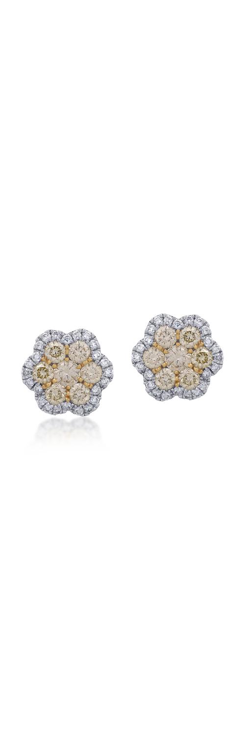 18K white gold earrings with 1.07ct yellow diamonds and 0.29ct diamonds
