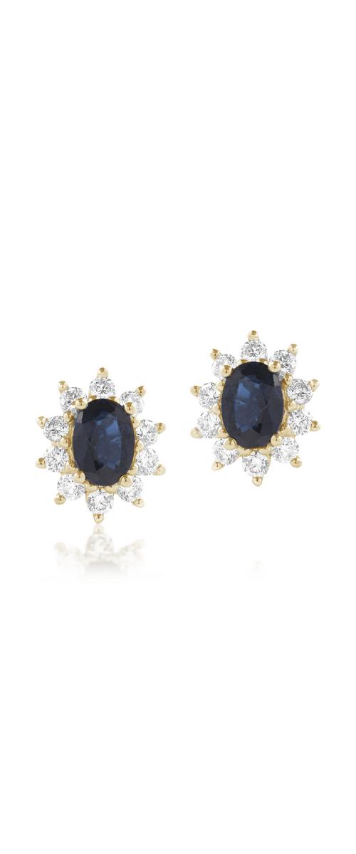 14K yellow gold earrings with 2ct sapphires and 0.84ct diamonds