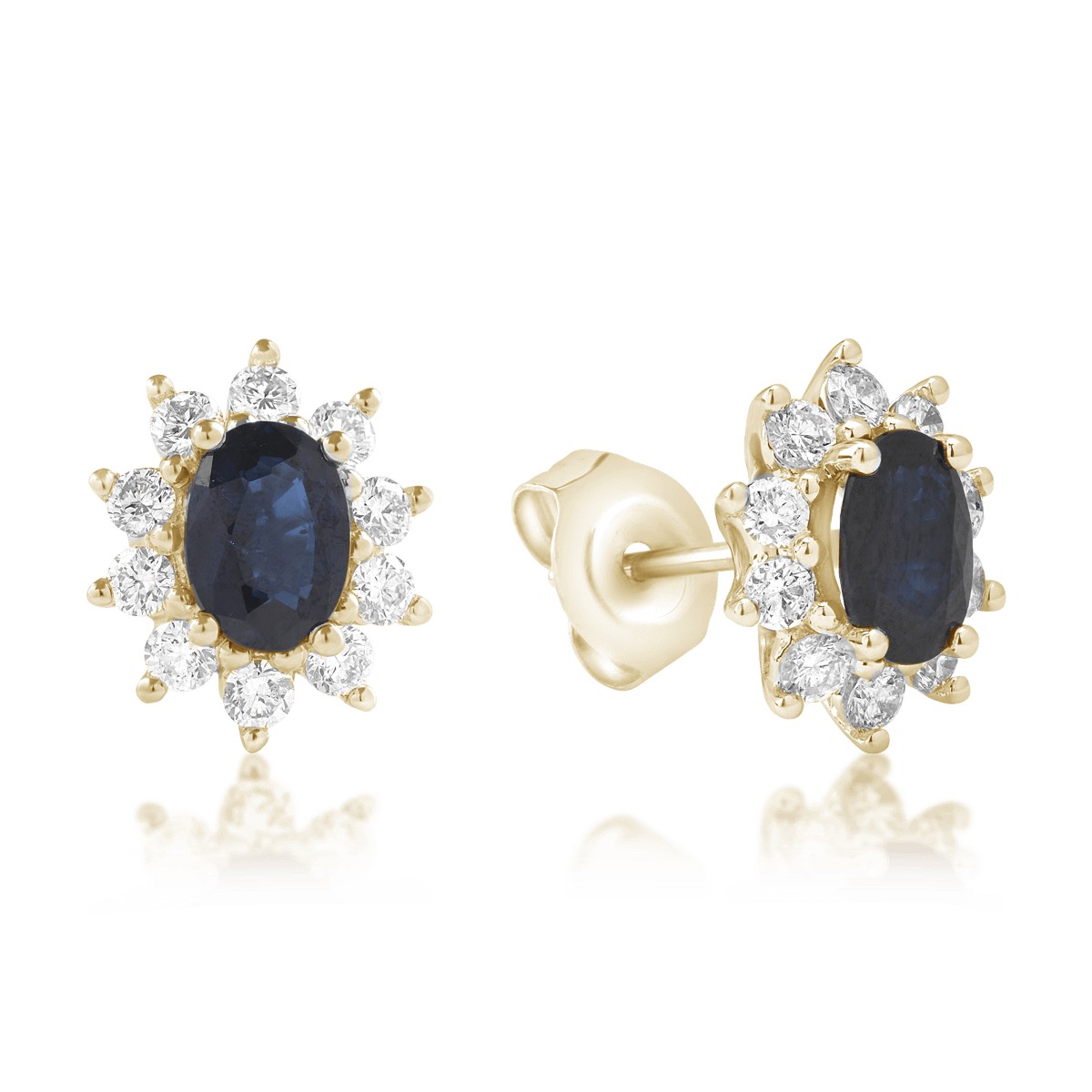 14K yellow gold earrings with 2ct sapphires and 0.84ct diamonds