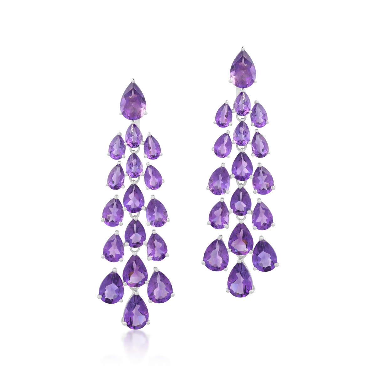 14K white gold earrings with amethysts 24.04ct