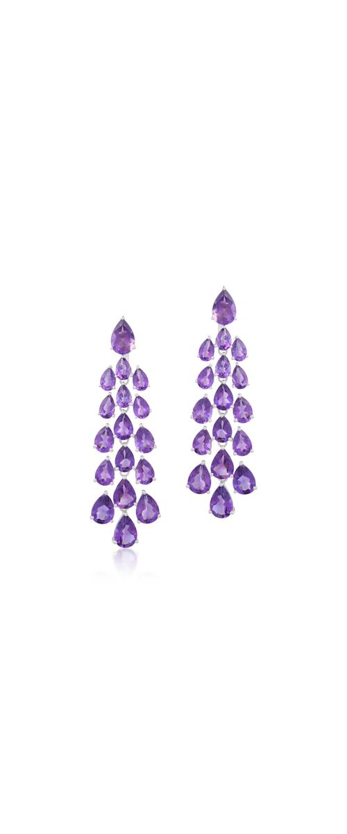14K white gold earrings with amethysts 24.04ct