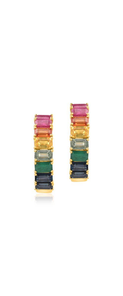 14K yellow gold earrings with 5.60ct precious stones