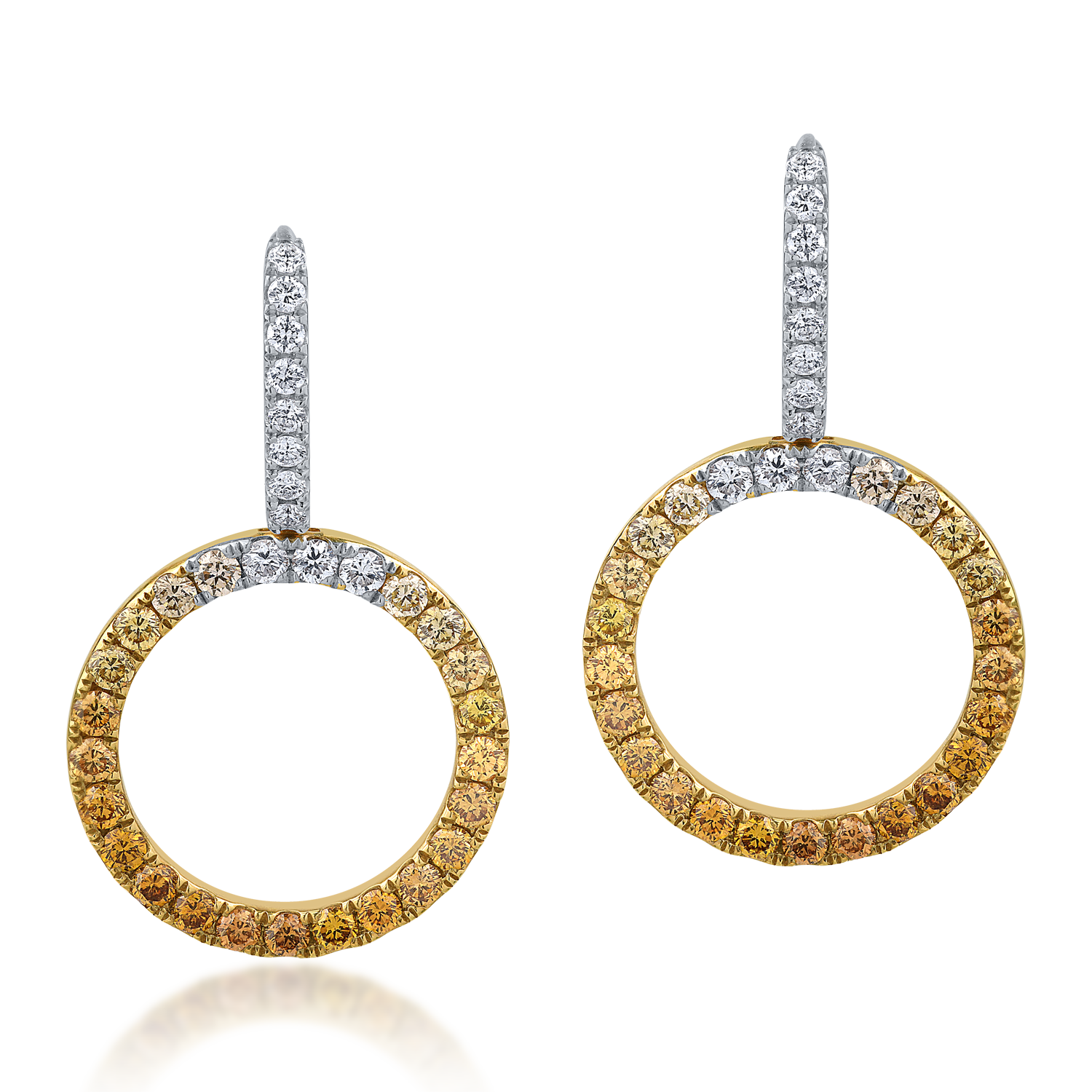 18K yellow-white gold earrings with 1.84ct diamonds