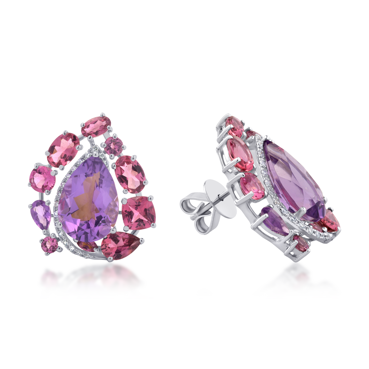 18K white gold earrings with 14.97ct precious and semi-precious stones