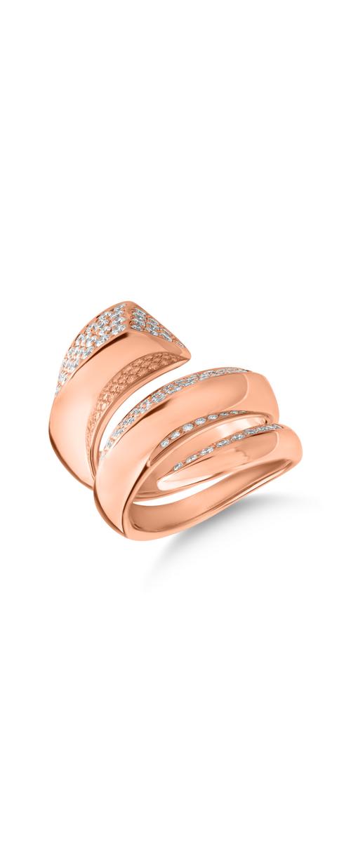18k rózsaszín arany gyűrű, 1,45ct-es gyémántokkal