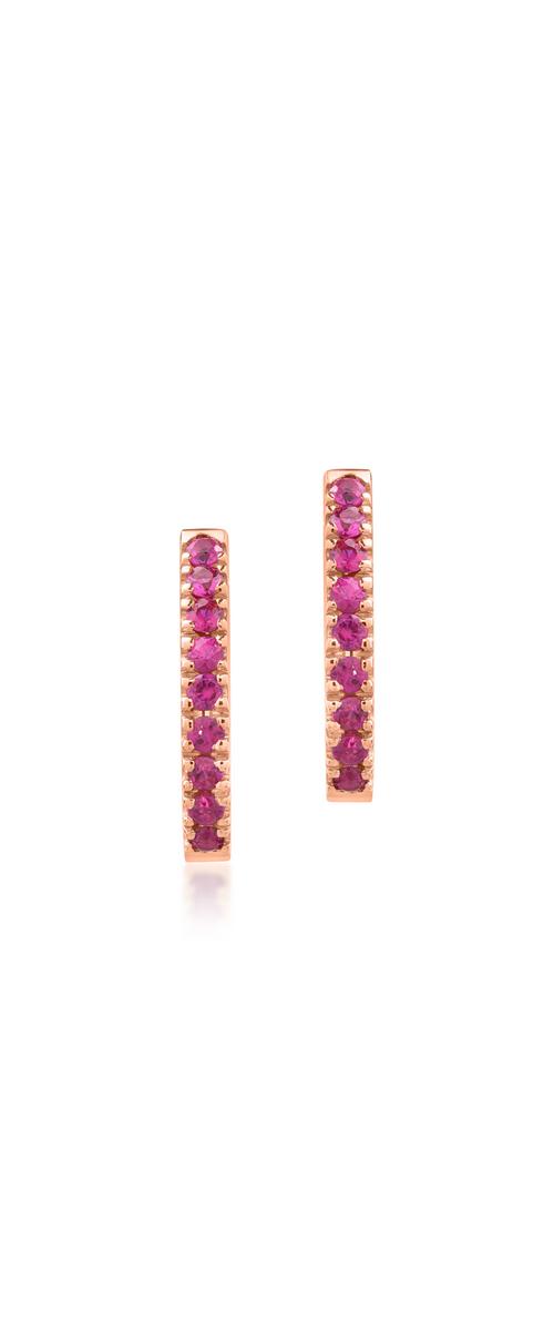 Cercei din aur roz de 18K cu rubine de 0.38ct