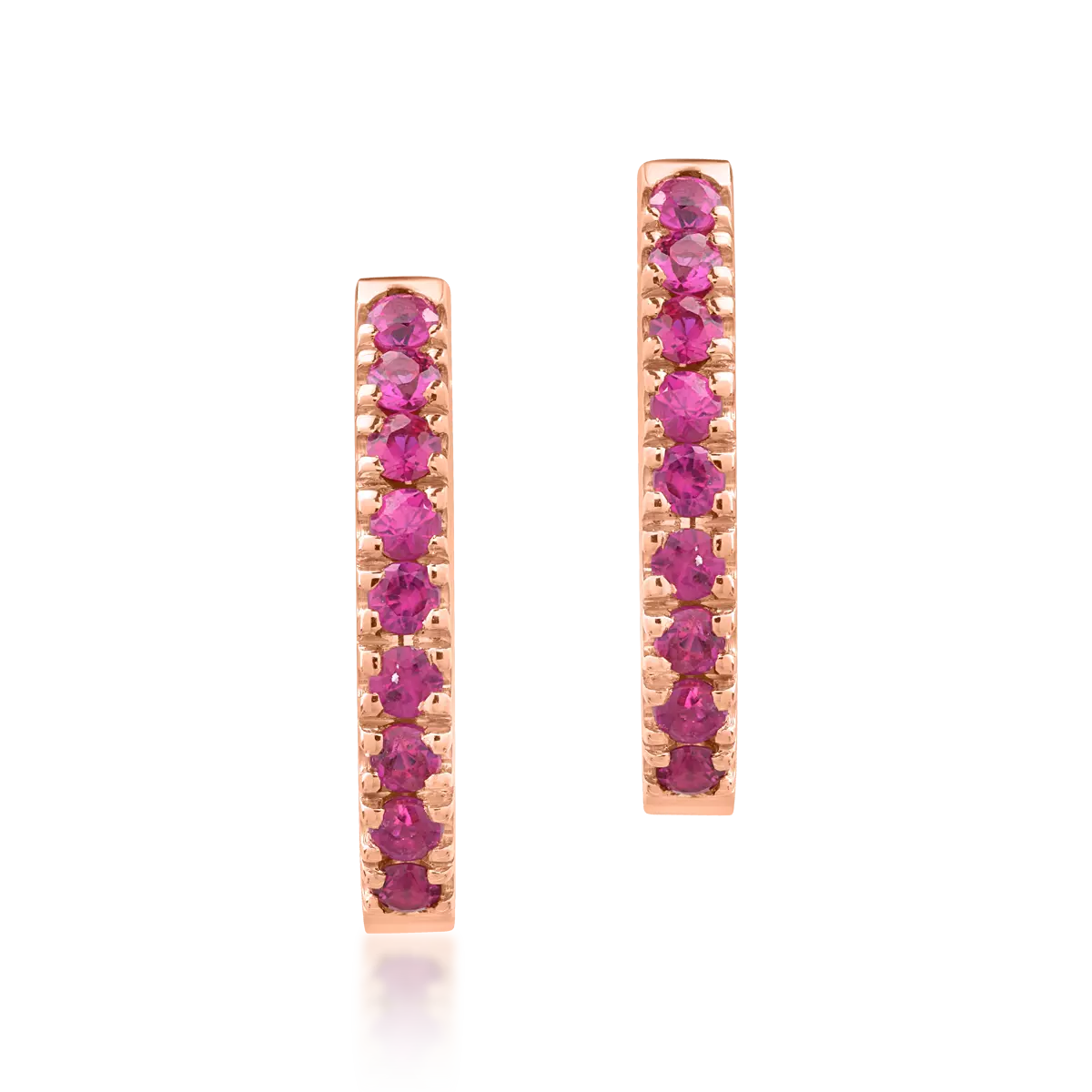 Cercei din aur roz de 18K cu rubine de 0.38ct