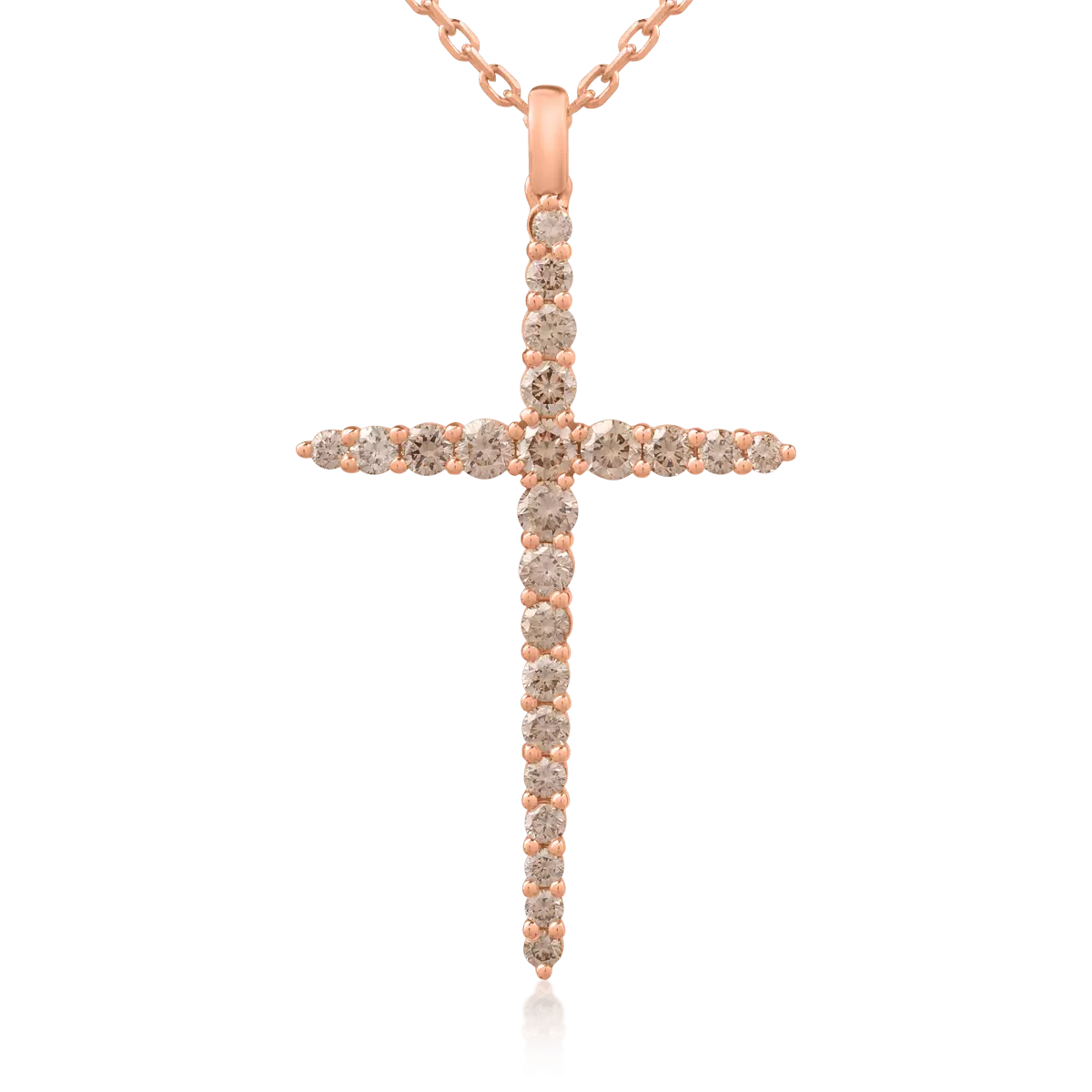Łańcuszek z wisiorkiem ctzyż z 18K różowego złota i brązowe diamenty 1ct