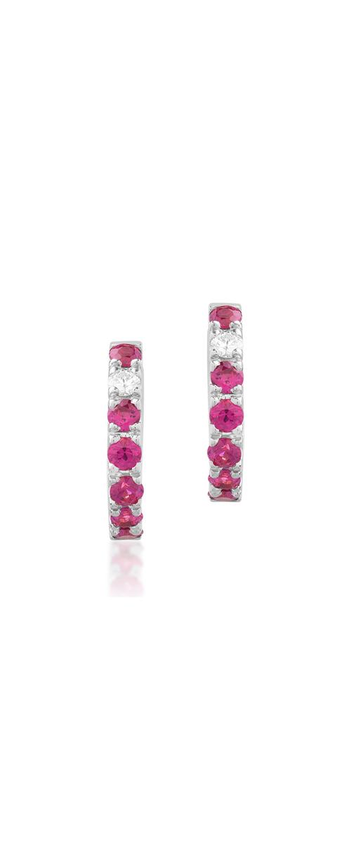18K white gold earrings with 0.84ct rubies and 0.1ct diamonds