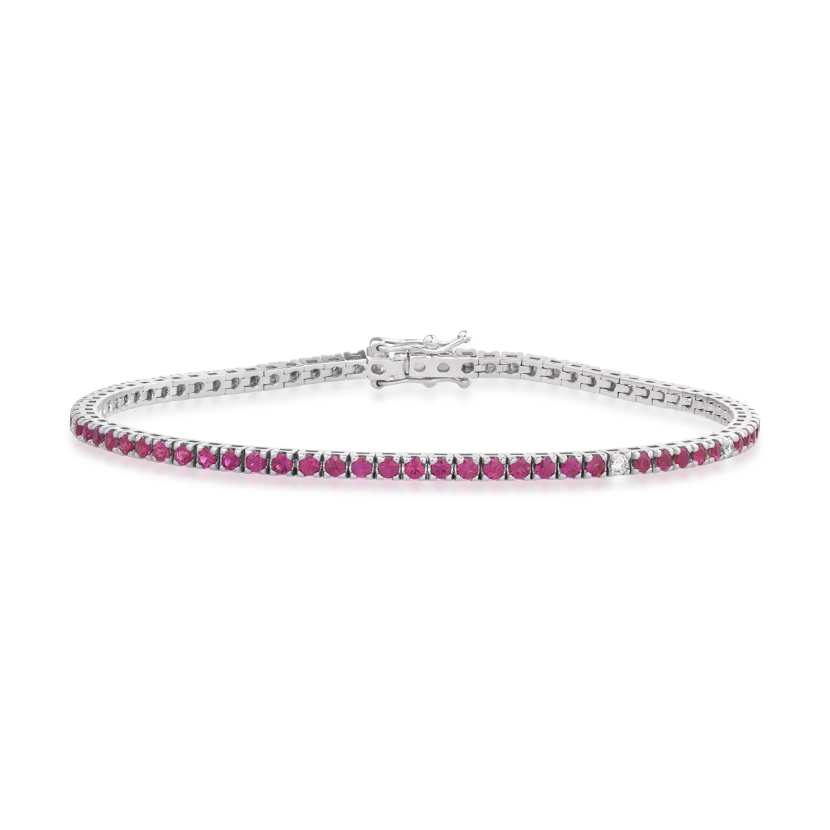 18K white gold bracelet with 1.75ct rubies and 0.1ct diamonds