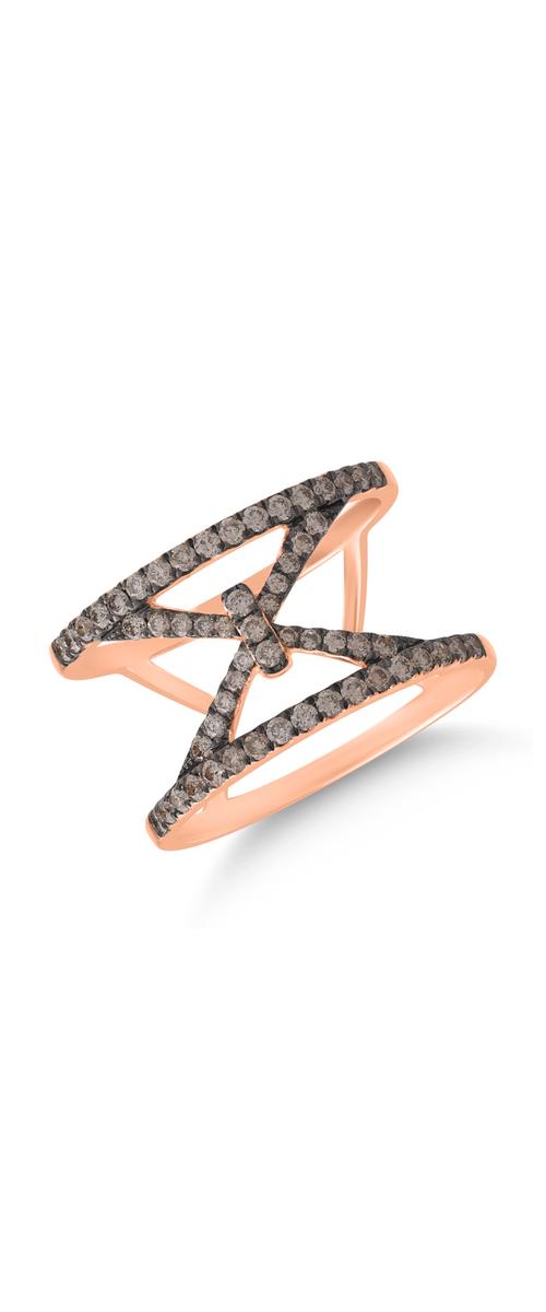 18K rose gold ring with 0.52ct brown diamonds