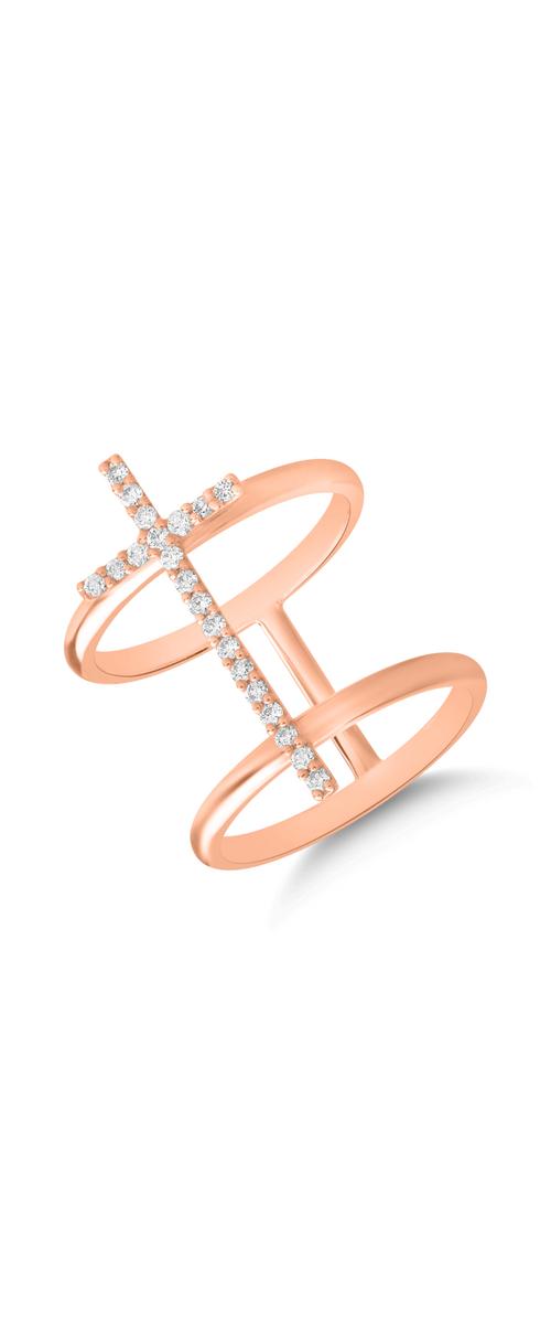 18k rose gold ring with diamonds of 0.25ct
