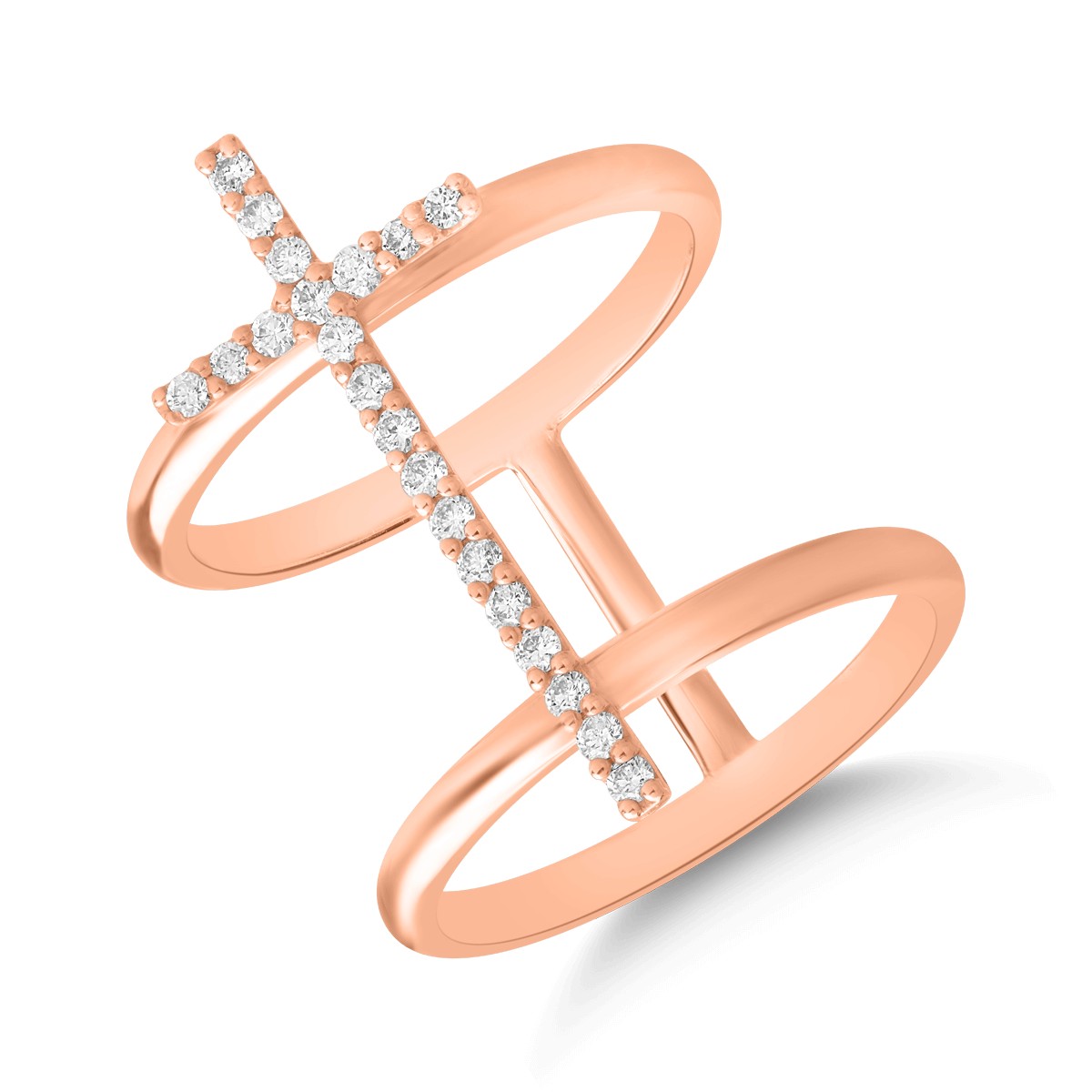 18k rózsaszín arany gyűrű gyémántokkal 0,25ct