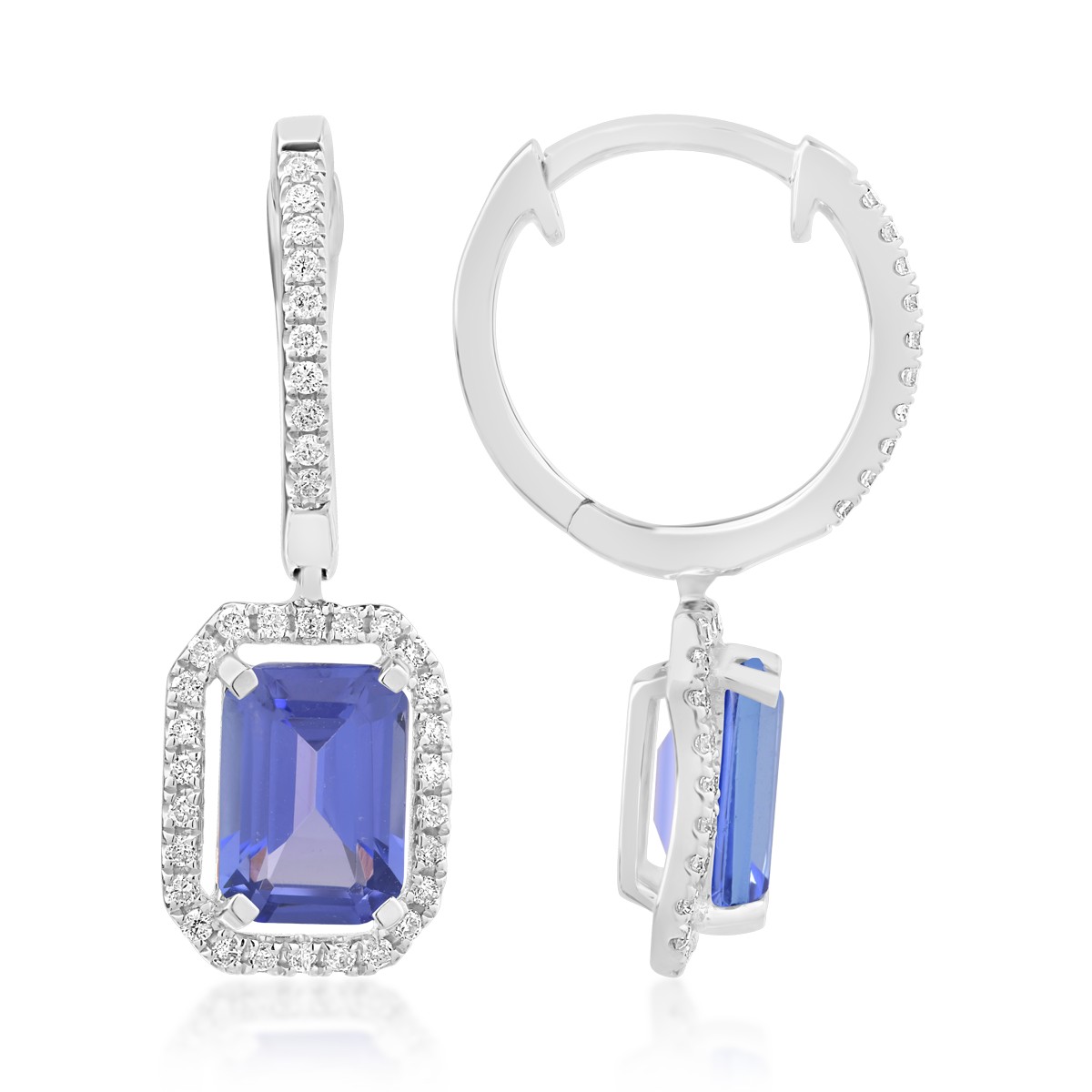 18K white gold earrings with 2.23ct tanzanite and 0.23ct diamonds