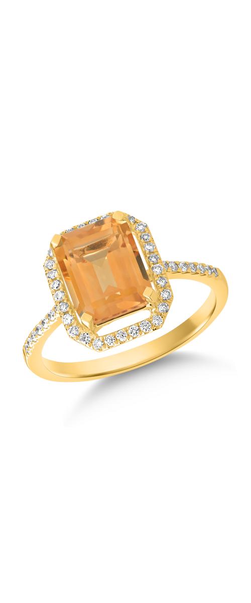 Gyűrű 18K-os sárga aranyból 2.285ct citrinnel és 0.228ct gyémánttal