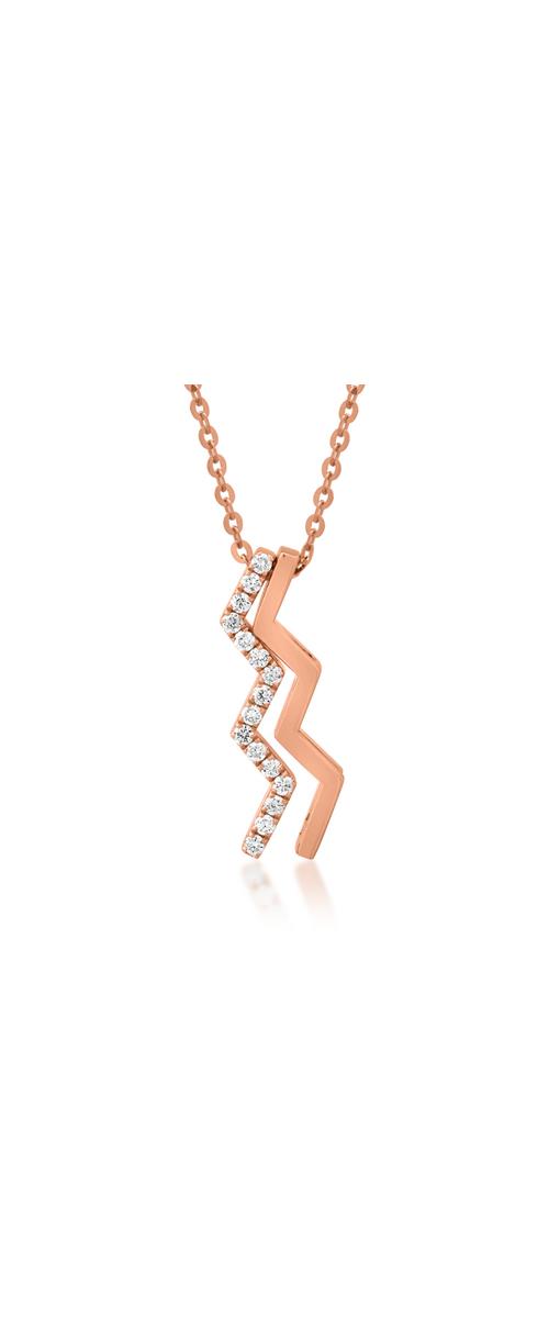 18K rose gold pendant chain with 0.104ct diamonds