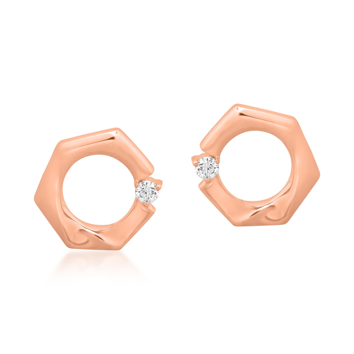 Rózsaszín 18k arany fülbevaló gyémántokkal 0.07ct
