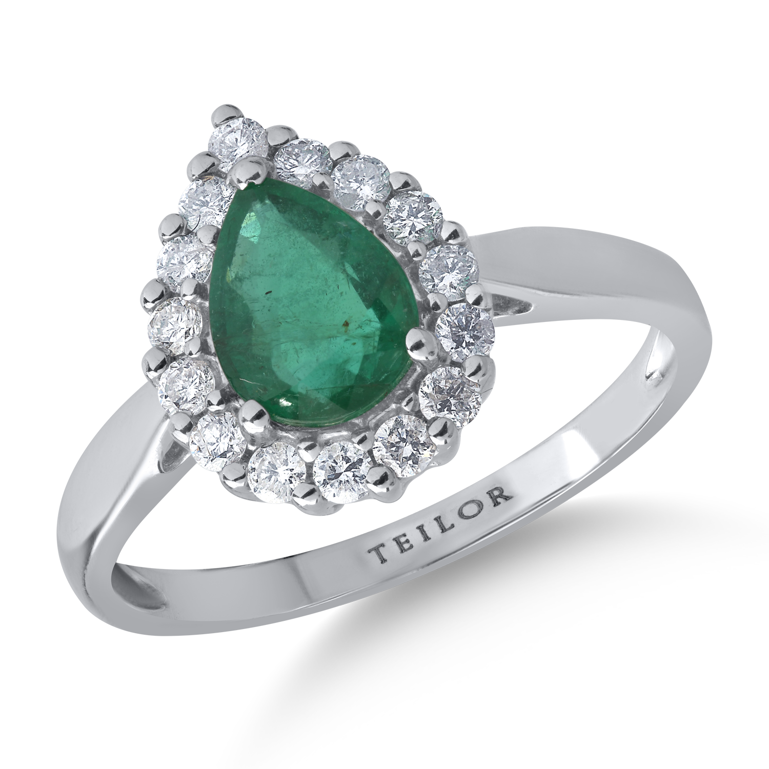 18K fehérarany gyűrű 0.91ct smaragddal és 0.31ct gyémántokkal