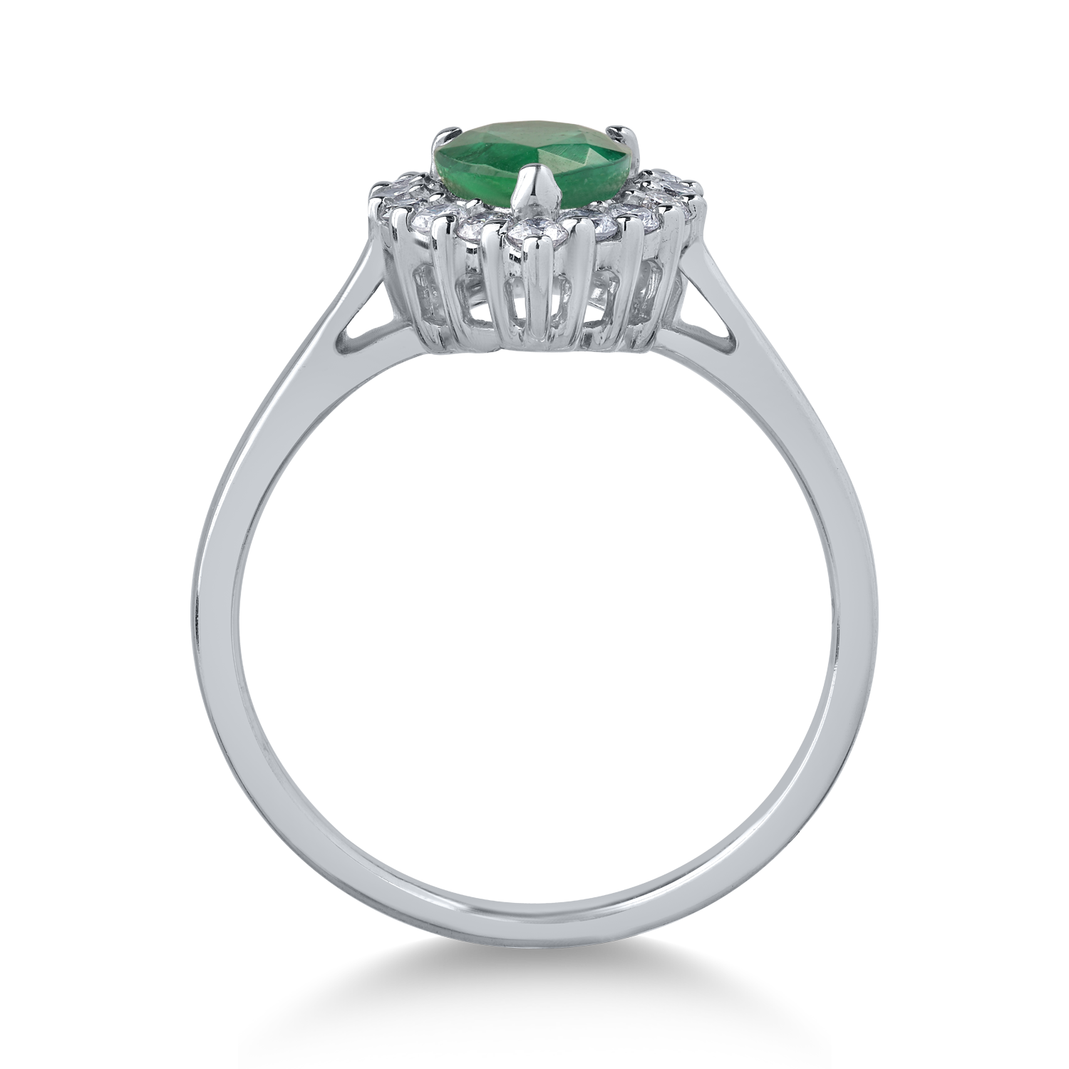 18K fehérarany gyűrű 0.91ct smaragddal és 0.31ct gyémántokkal