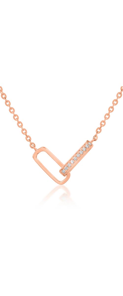 18K rose gold pendant chain with 0.025ct diamonds