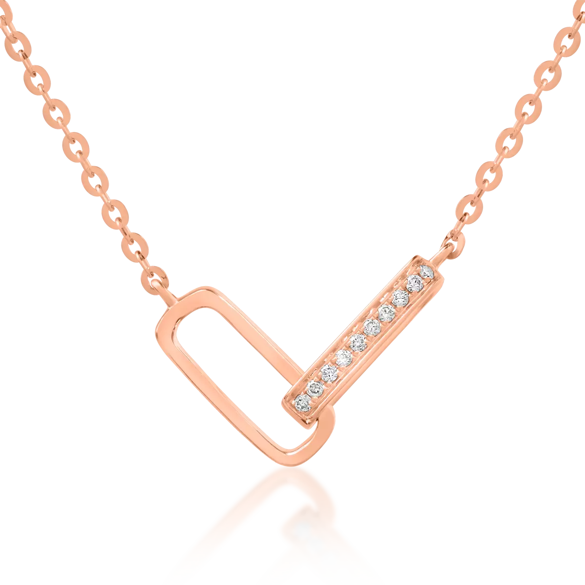 18K rose gold pendant chain with 0.025ct diamonds