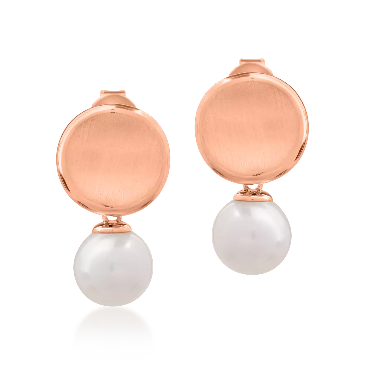 18K rose gold earrings with 6.475ct fresh water pearls