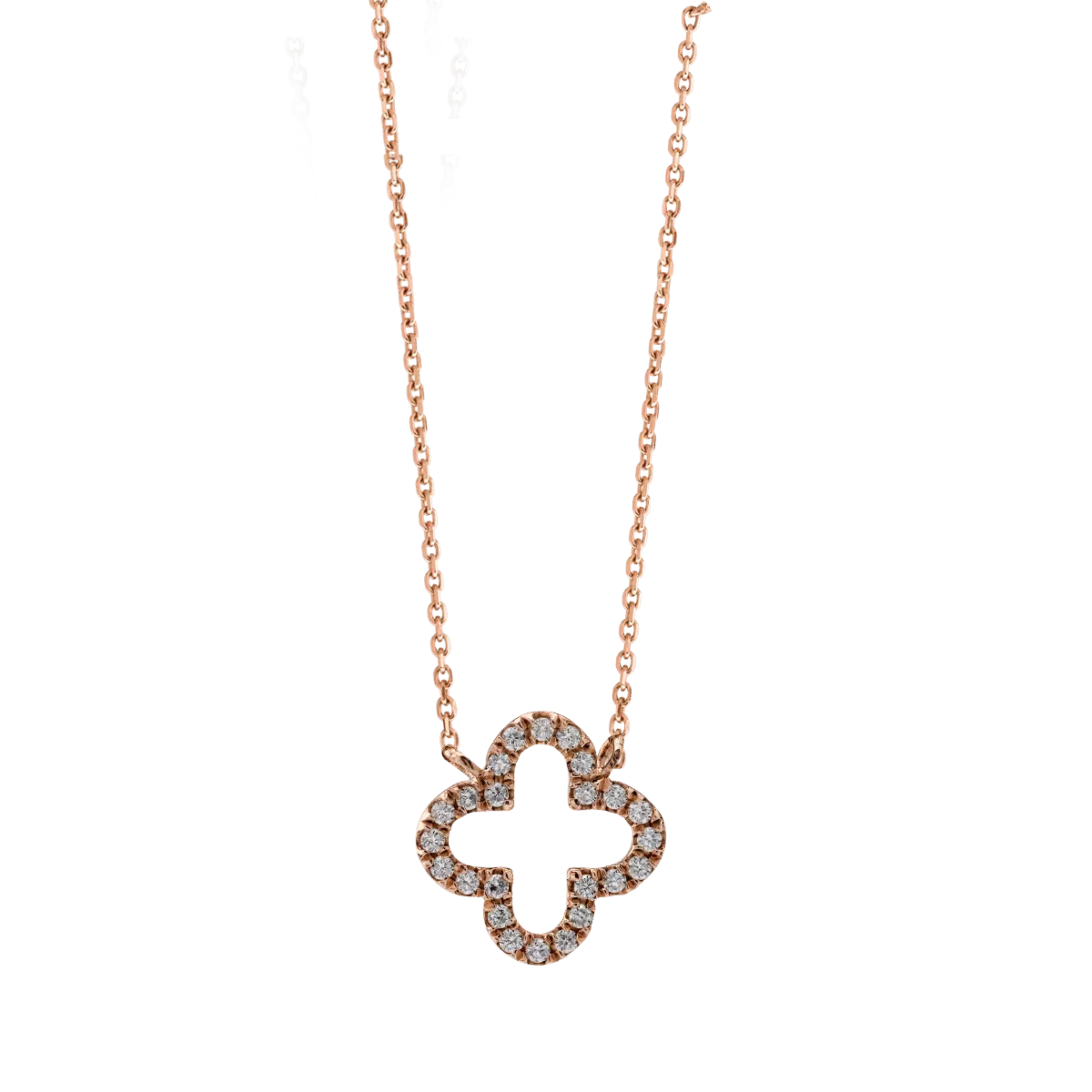18K rose gold pendant chain with 0.074ct diamonds
