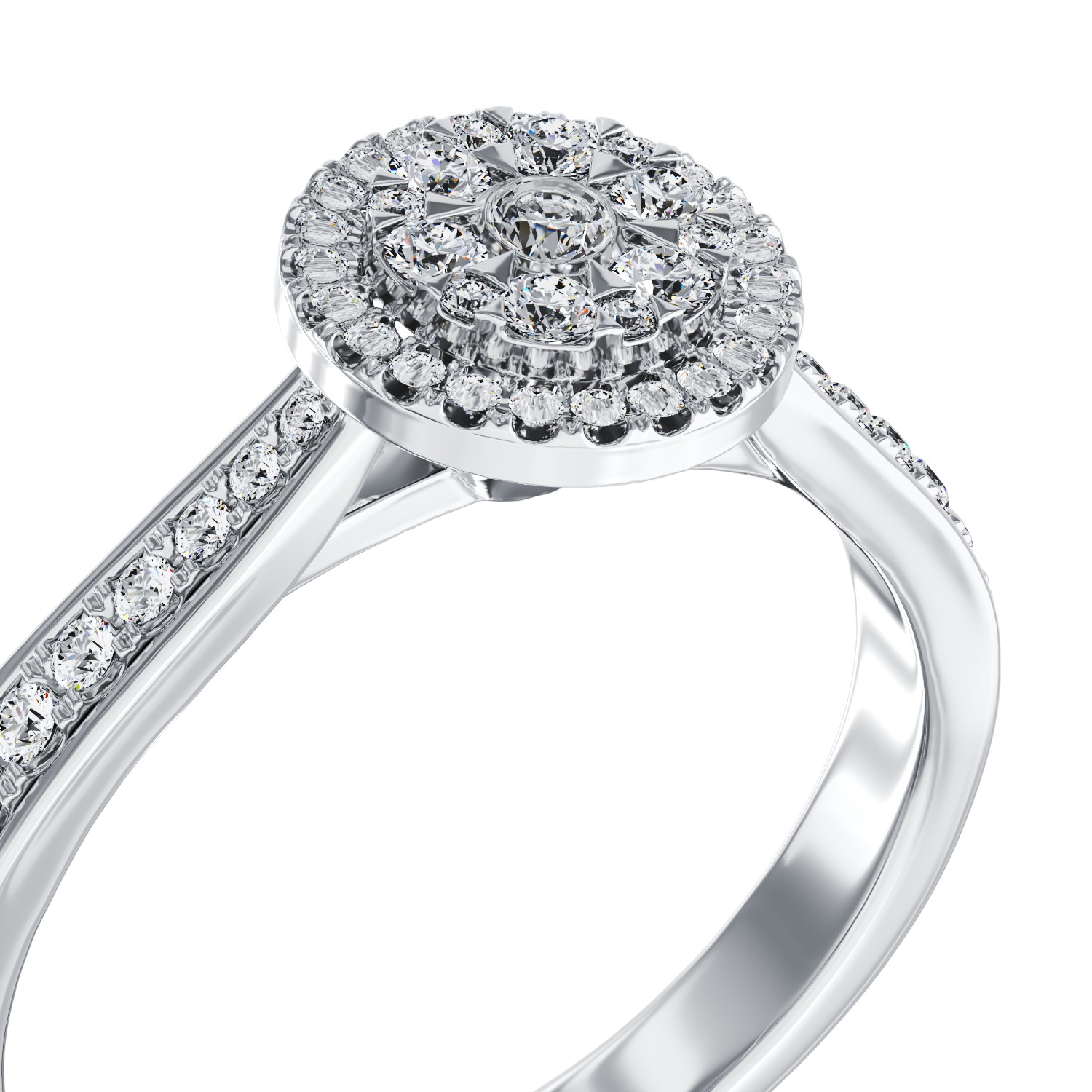 Inel de logodna din aur alb de 18K cu diamante de 0.437ct