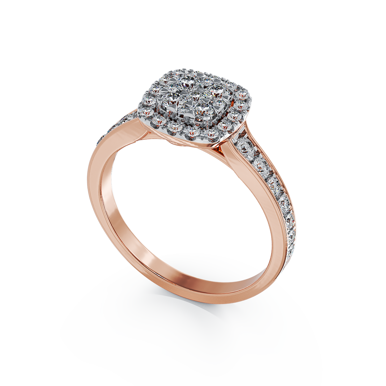 Poze Inel de logodna din aur roz de 18K cu diamante de 0.52ct