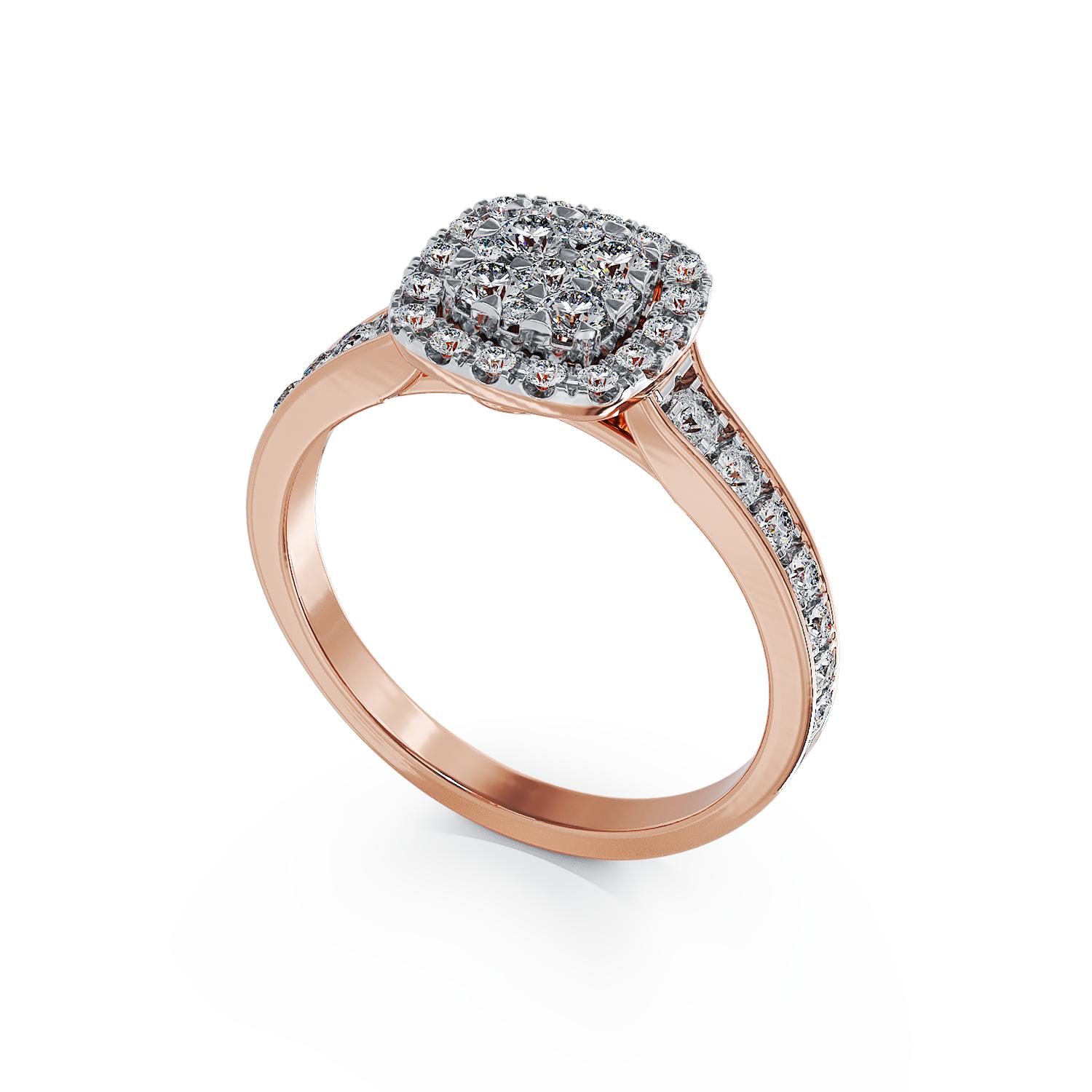 Inel de logodna din aur roz de 18K cu diamante de 0.52ct